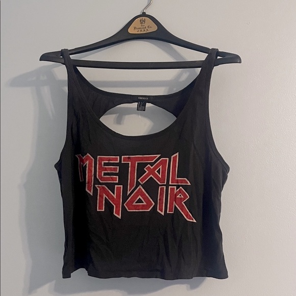 Forever 21 Tops - Forever 21 Grey Tank Top with Red Metal Noir
